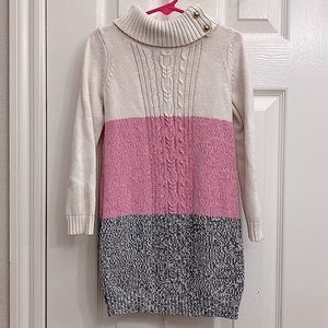 Janie & Jack Knit Color Block Sweater Dress with turtleneck